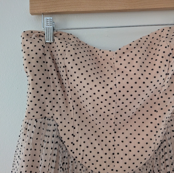 Anthropologie Maeve Strapless Polka Dot Tulle Midi Dress - Picture 13 of 15